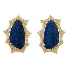 Opal Diamond 18 Karat Gold Stud Earrings