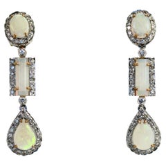 Opal Diamond 18K Drop Earrings