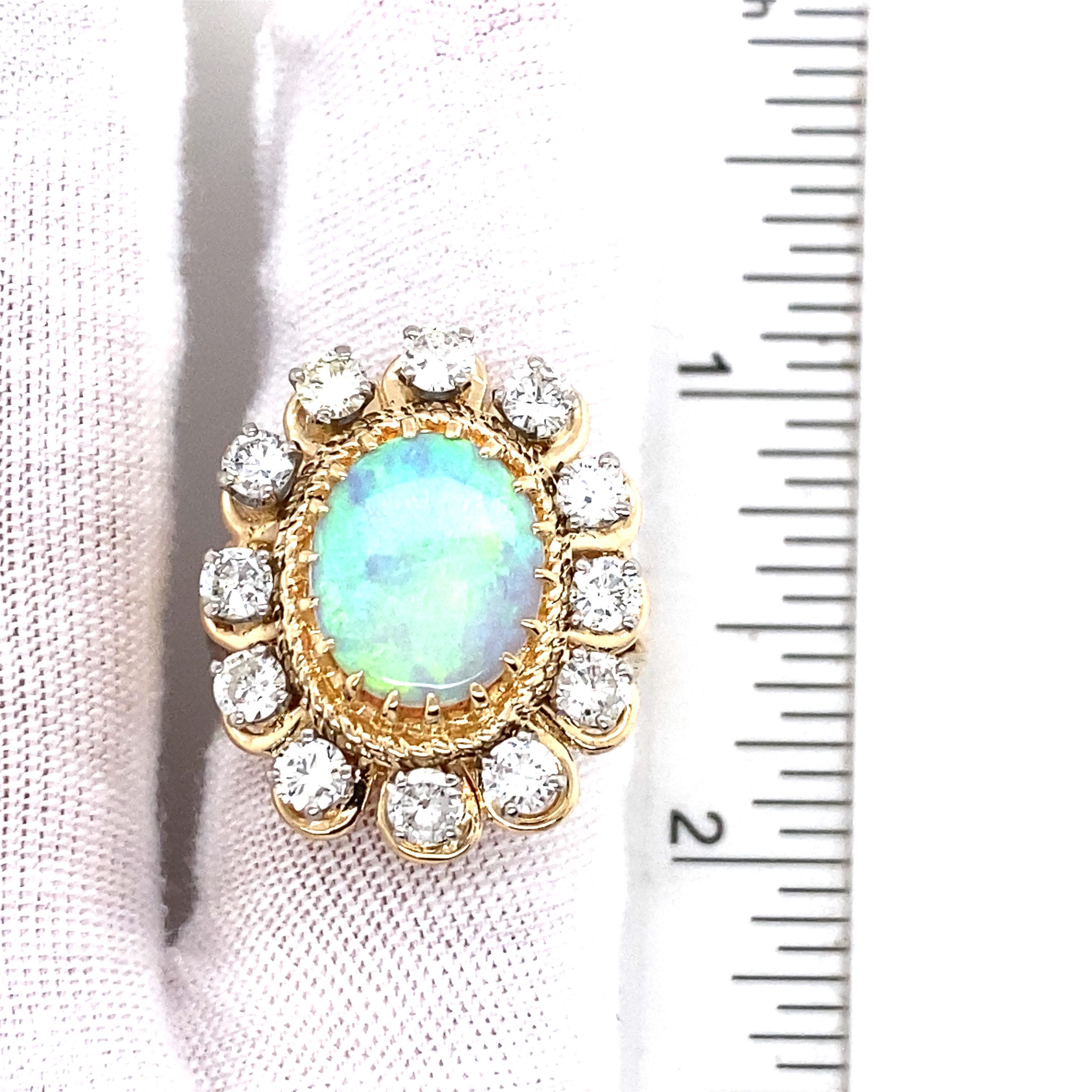 Opal Diamond 18K Two-Tone Gold Ring For Sale 1