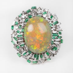Anello Opale Diamante e Smeraldo