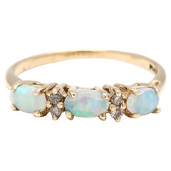 Opal 
Diamond Band Ring, 14k Yellow Gold, Ring Size 4.75, Stackable