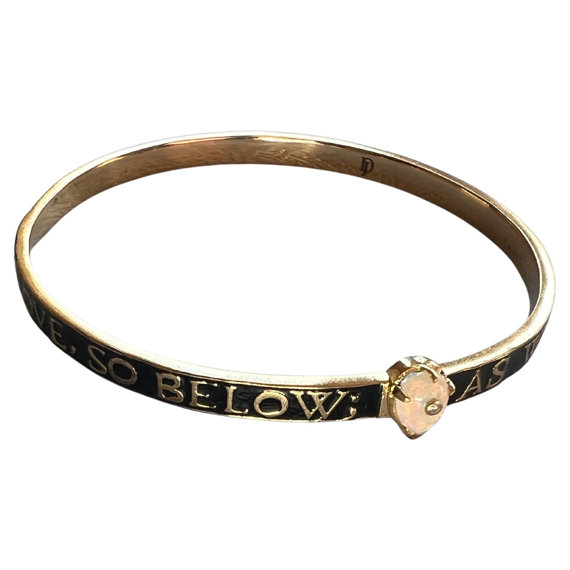 Opal-Diamant-Armreif Schwarz Emaille (Viktorianisch) im Angebot