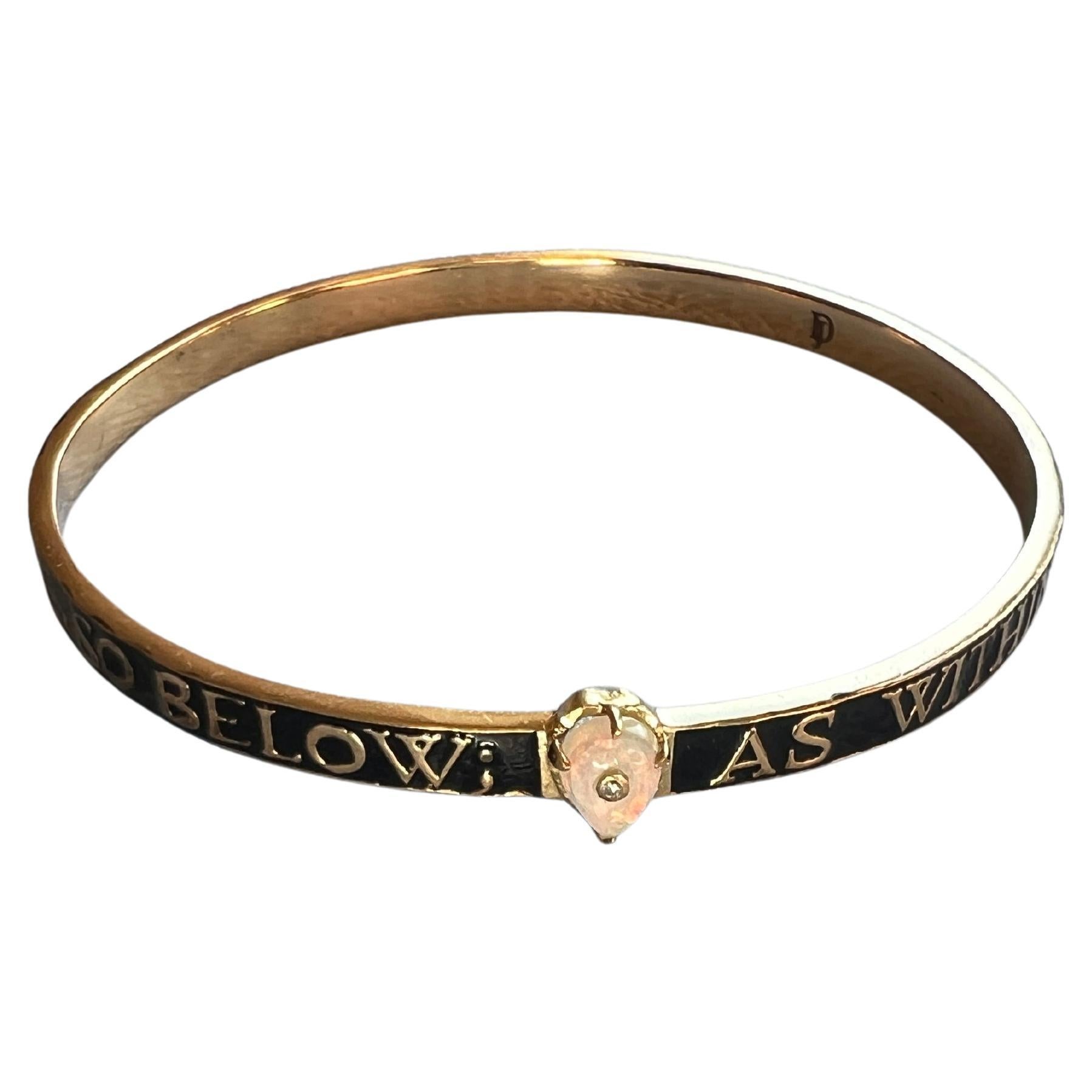 Opal-Diamant-Armreif Schwarz Emaille (Brillantschliff) im Angebot