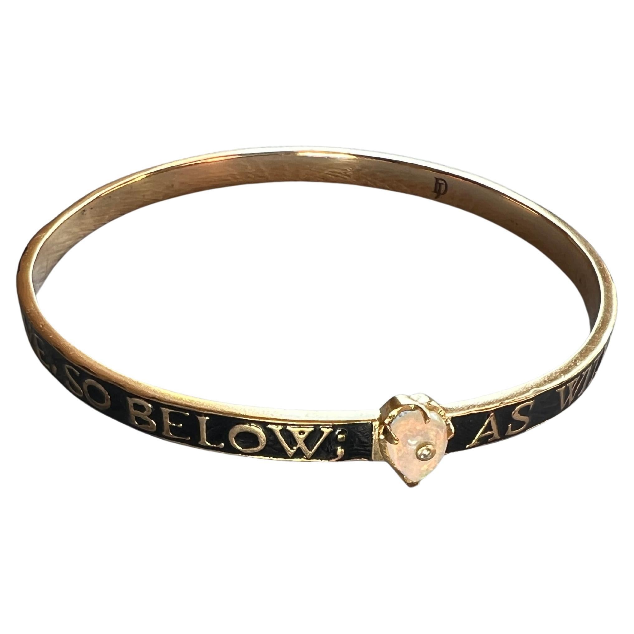 Opal-Diamant-Armreif Schwarz Emaille Damen im Angebot