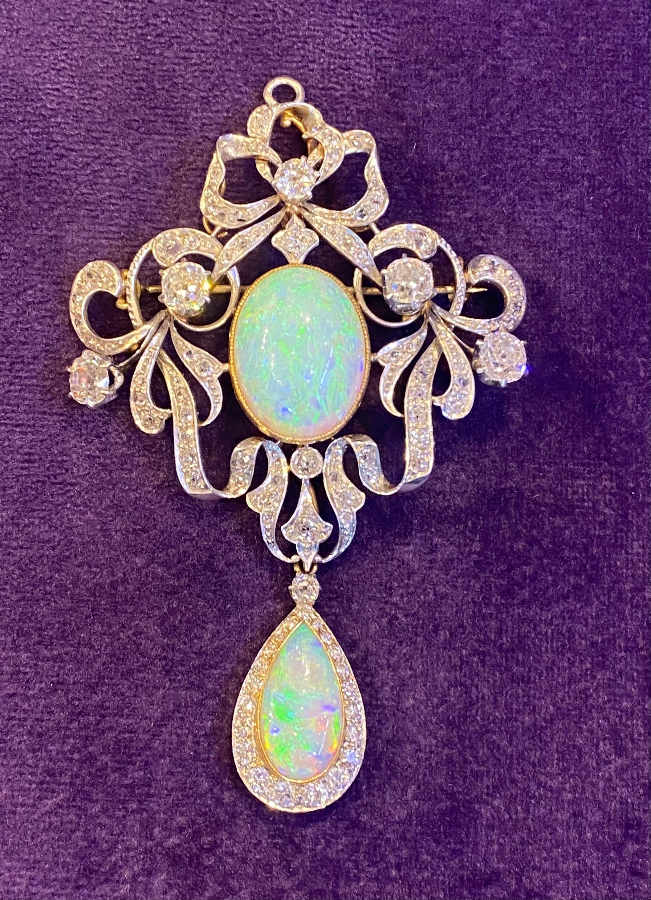 Women's Opal & Diamond Brooch For Sale