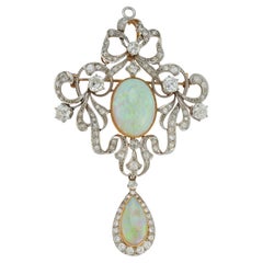 Opal & Diamond Brooch