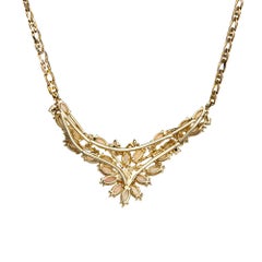 Opal Diamond Cluster Necklace Vintage 14 Karat Yellow Gold Choker Spray Jewelry