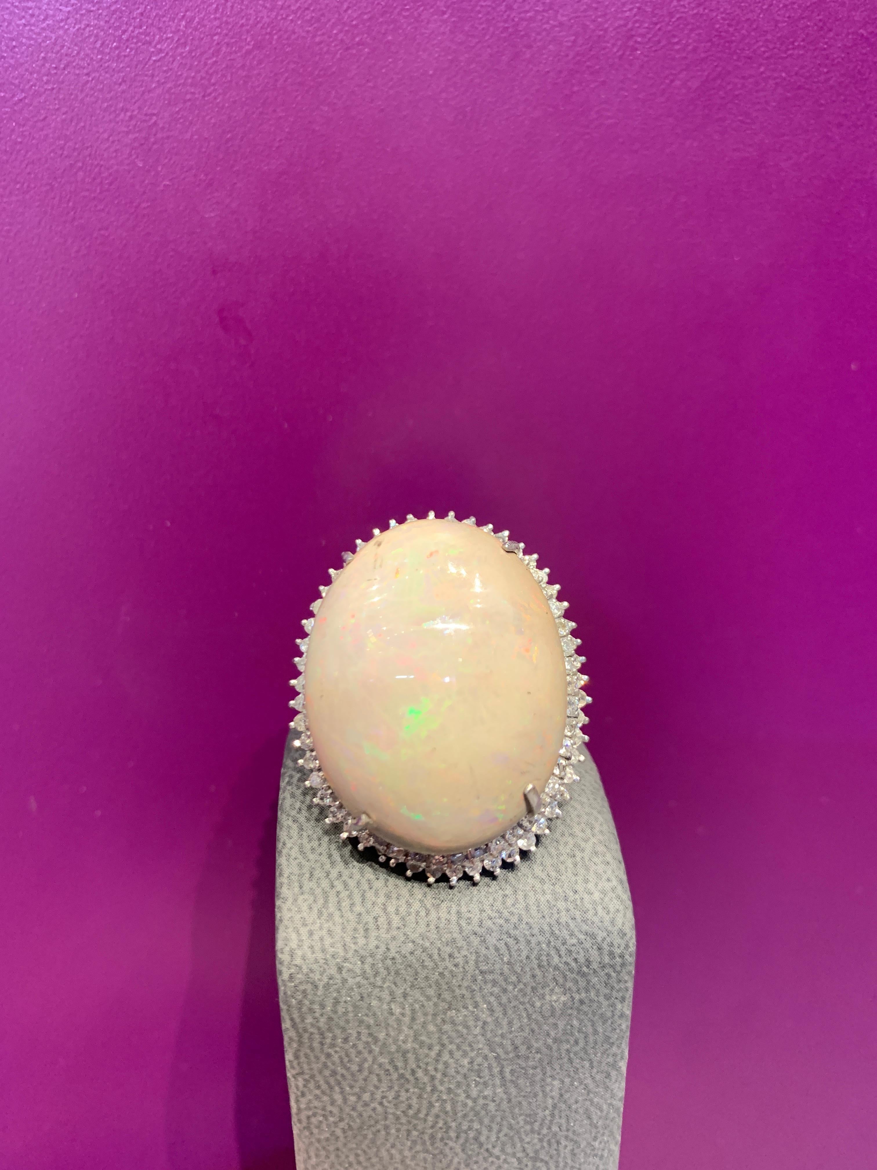 Women's or Men's Opal & Diamond Cocktail Ring For Sale