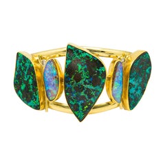Boulder Opal Diamond Cuff Bracelet 22k 18k Gold