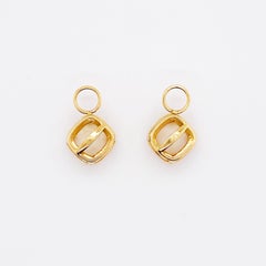 Opal Diamond Earring Charms 14KTY with .1.3 Carat Gemstones, for Huggie Ear