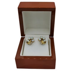 Opal diamond earrings 18 k gold