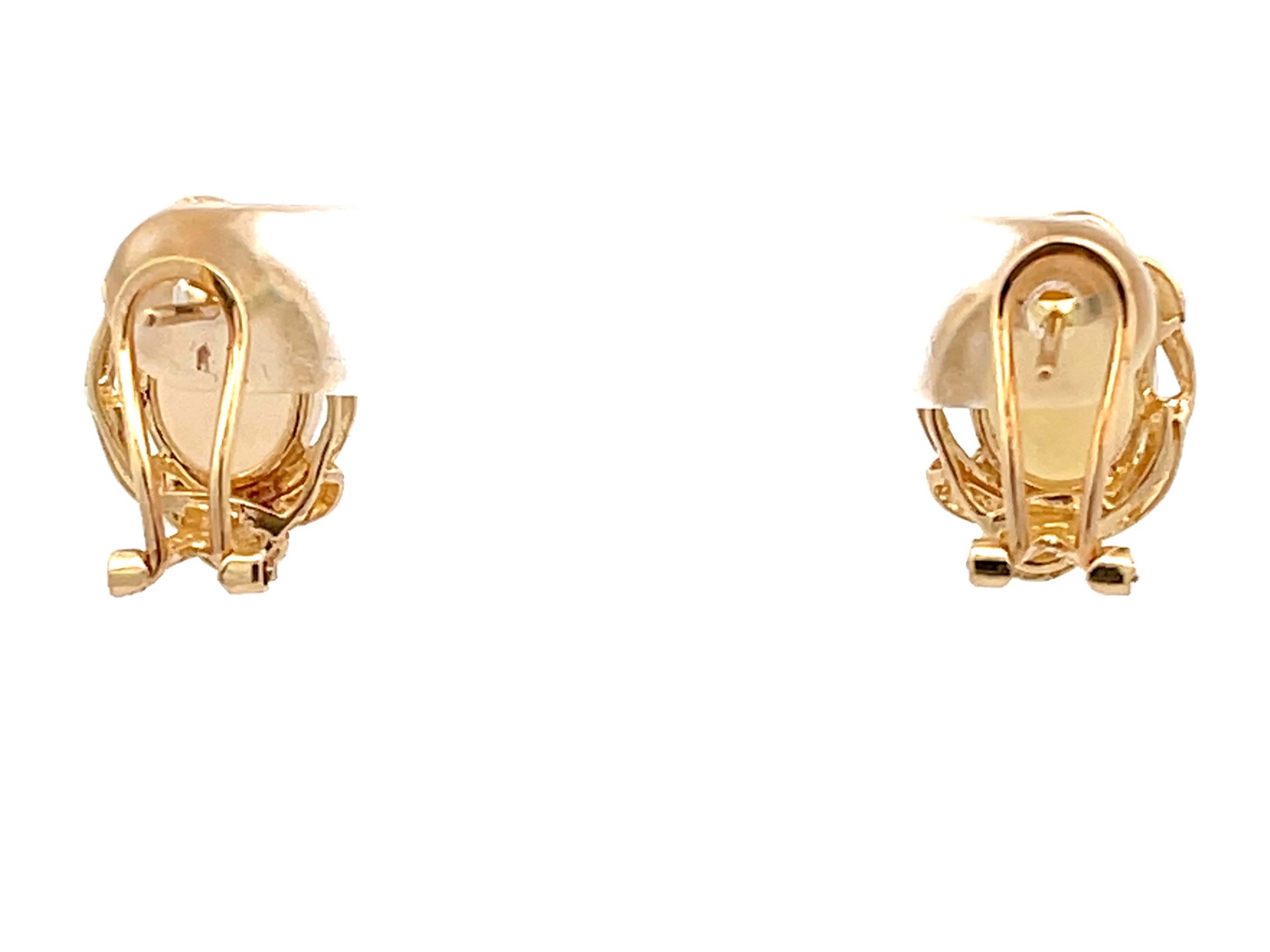 Women's Opal Diamond Earrings in 14k Yellow Gold For Sale