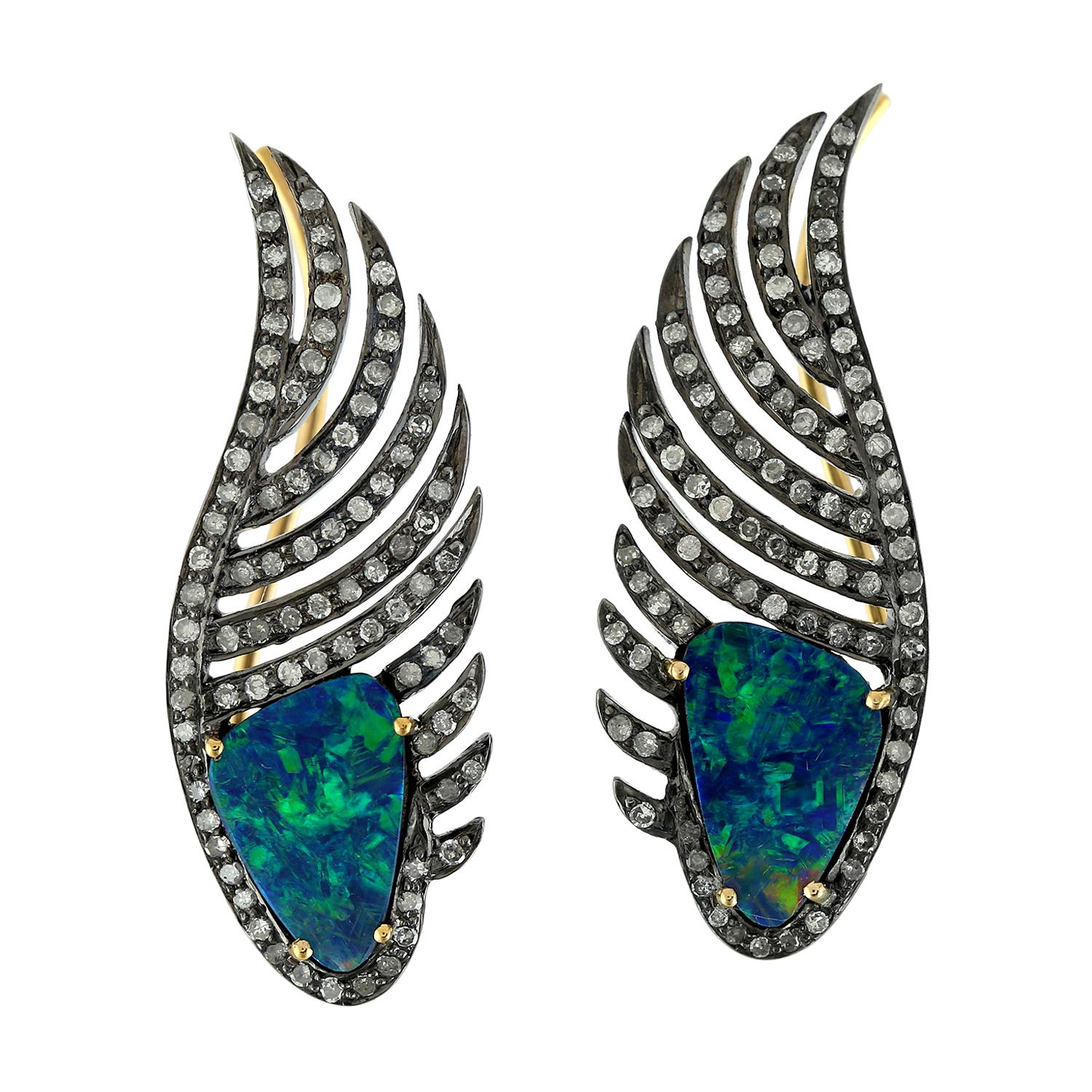 opal climber earrings
