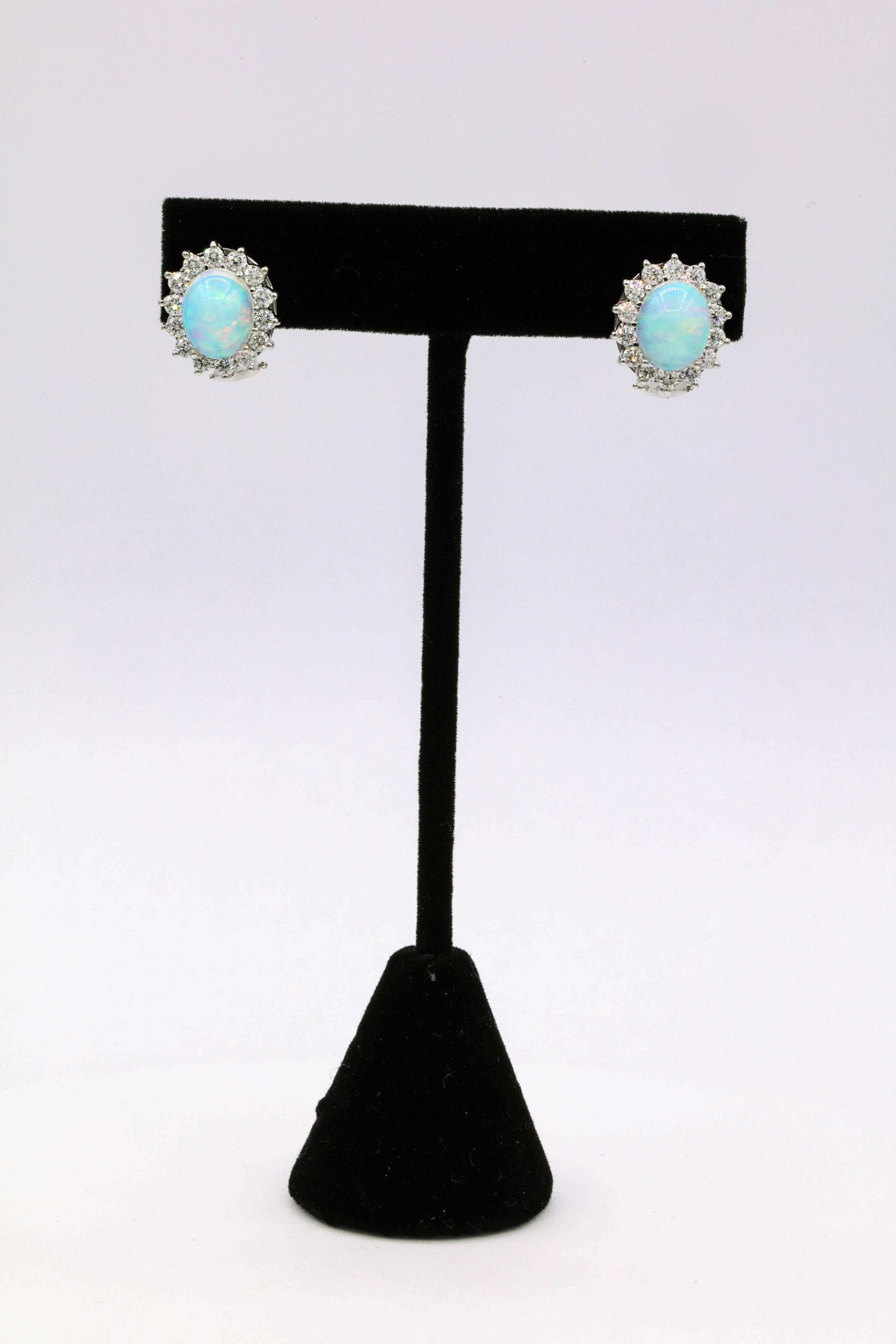 opal diamond earrings