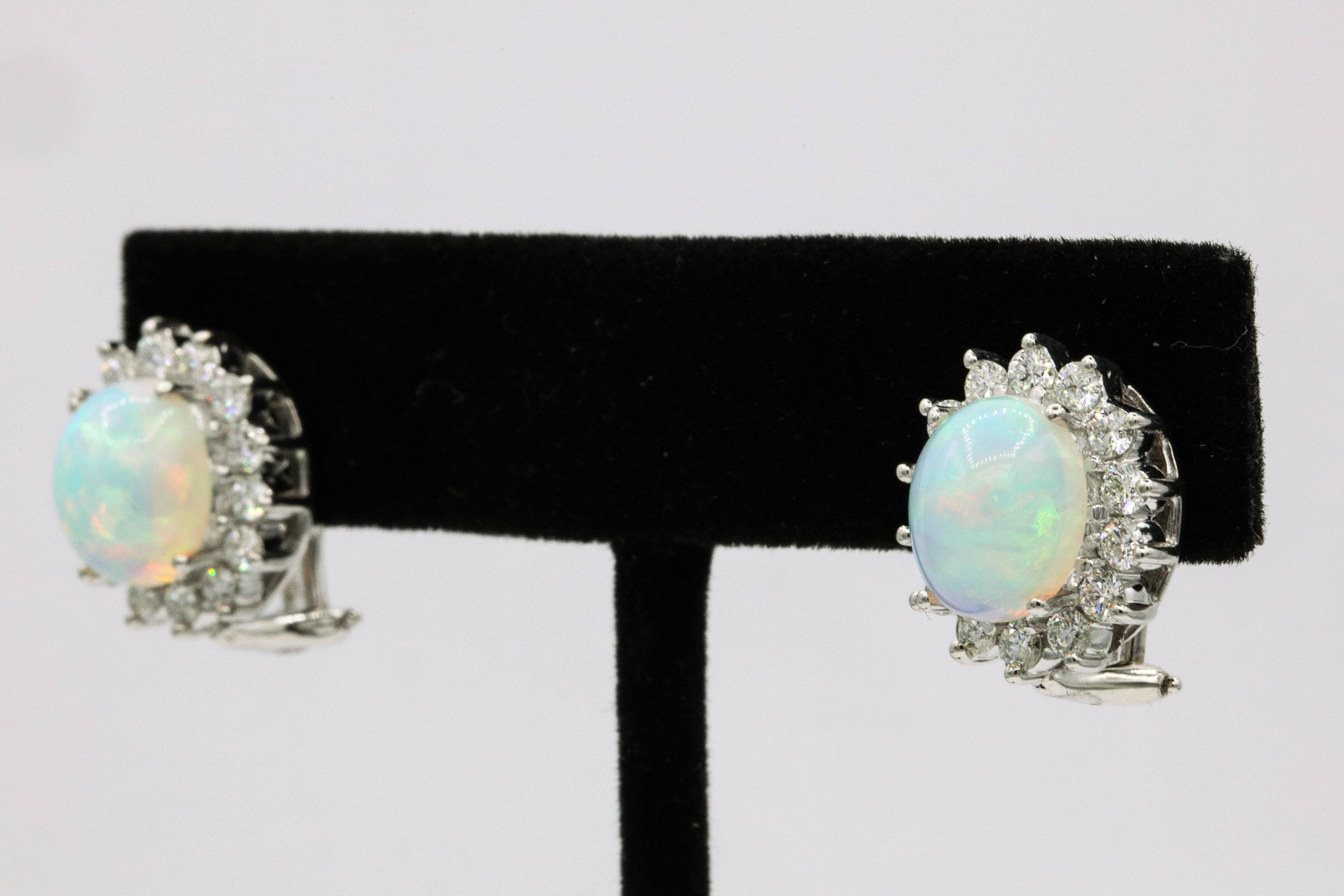 Contemporary Opal Diamond Floral Stud Earrings 4.96 Carat