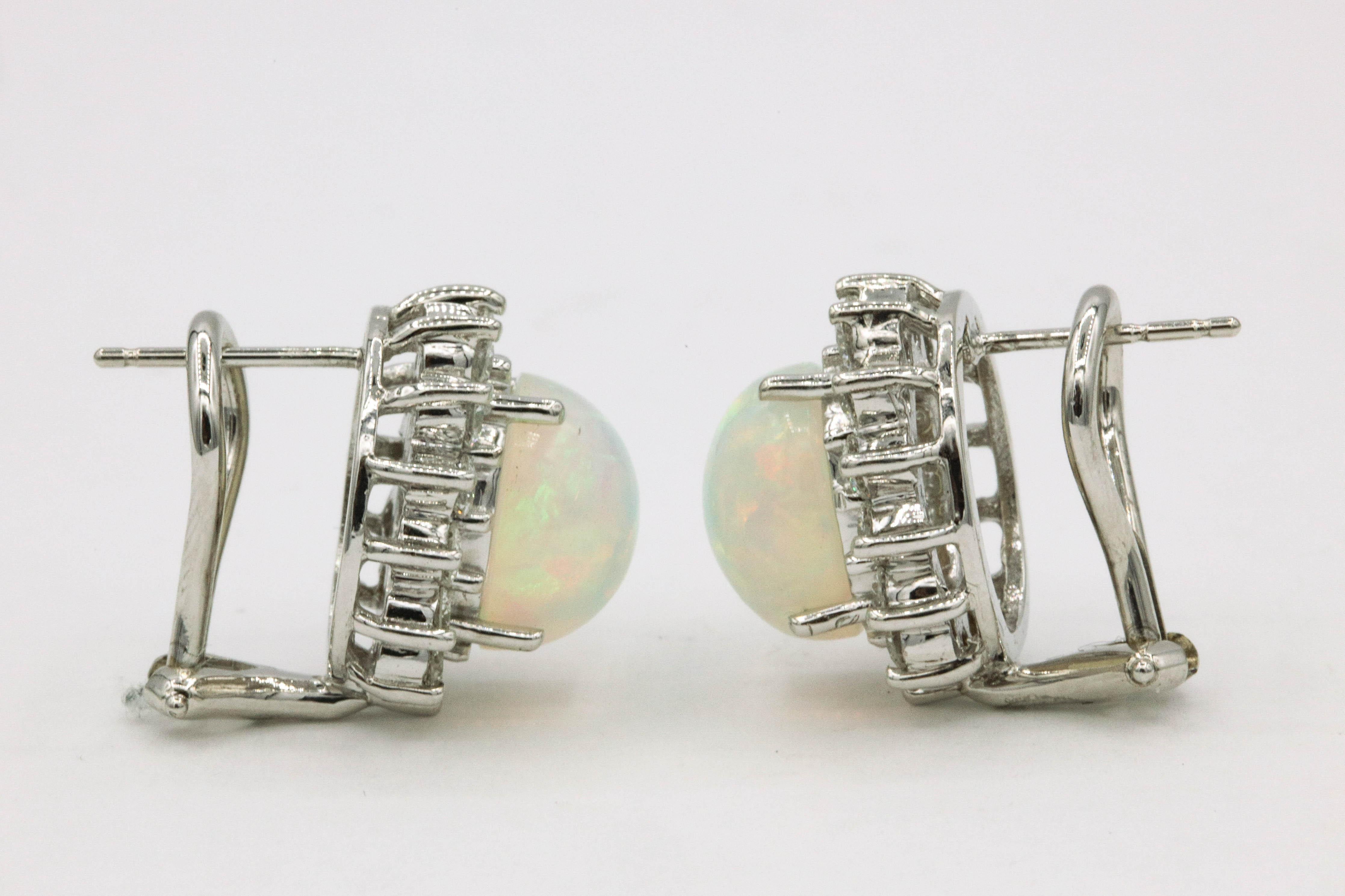 Oval Cut Opal Diamond Floral Stud Earrings 4.96 Carat