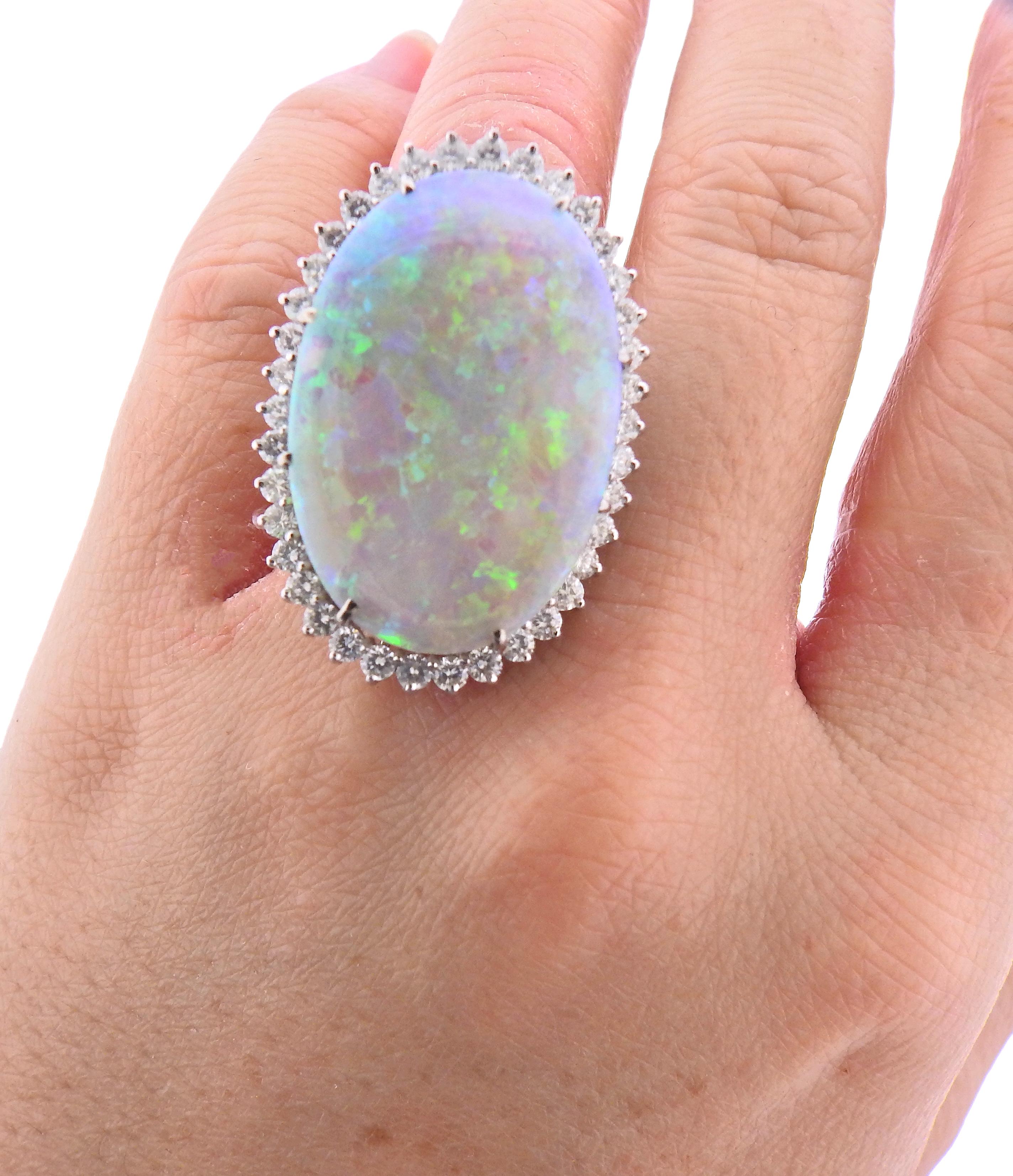 Opal Diamond Gold Cocktail Ring In Excellent Condition For Sale In New York, NY