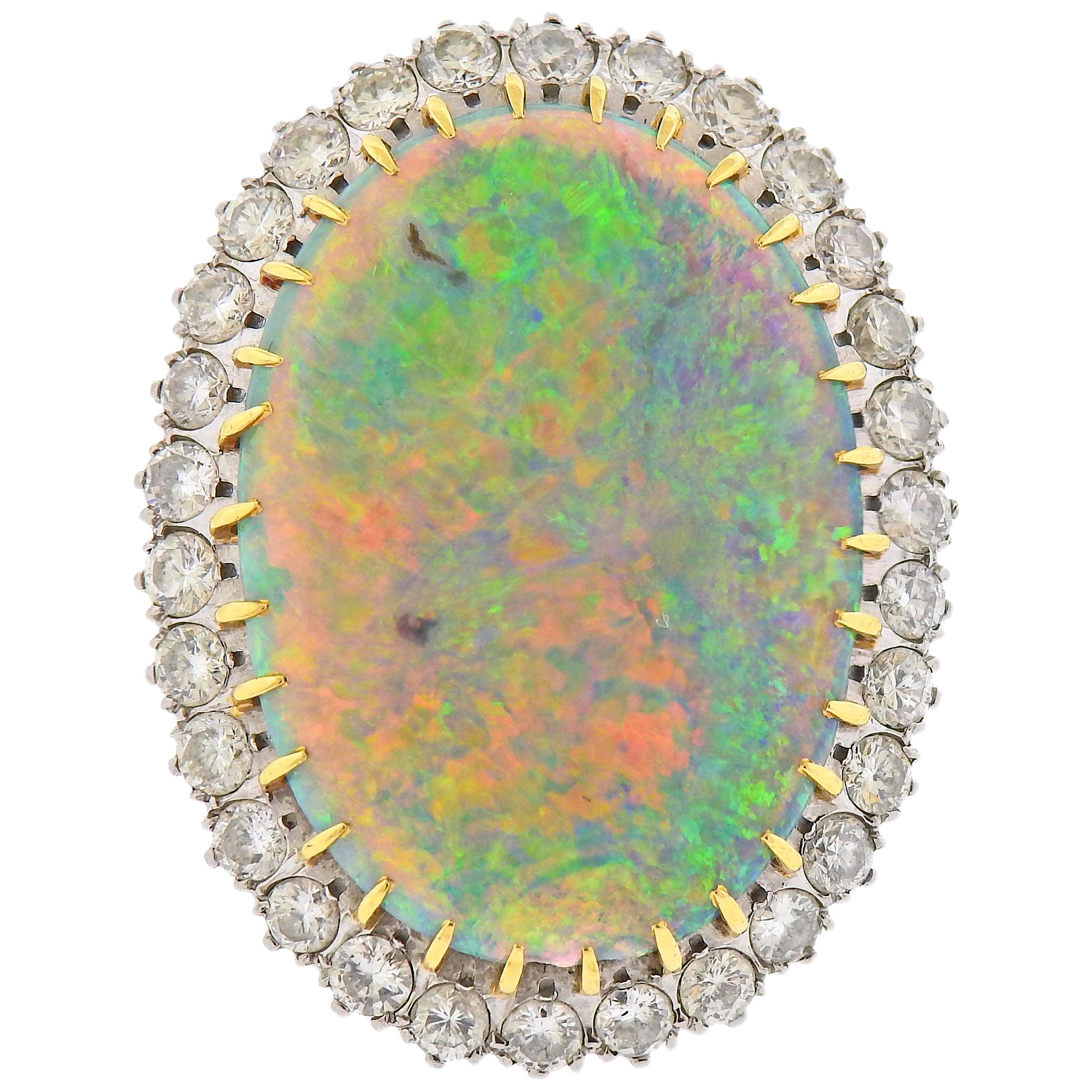 Opal Diamond Gold Cocktail Ring