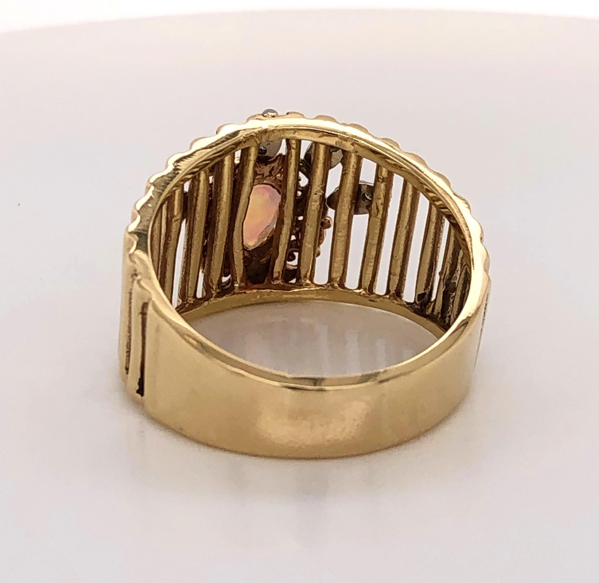 Women's Opal Diamond Gold Crown Ring
