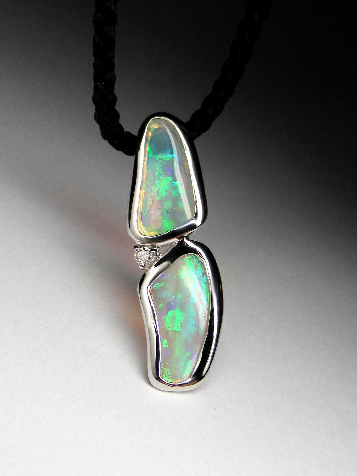 da uomo o donna Opale Diamante Ciondolo d'oro Cristallo australiano naturale Collana opale regalo moglie arte in vendita