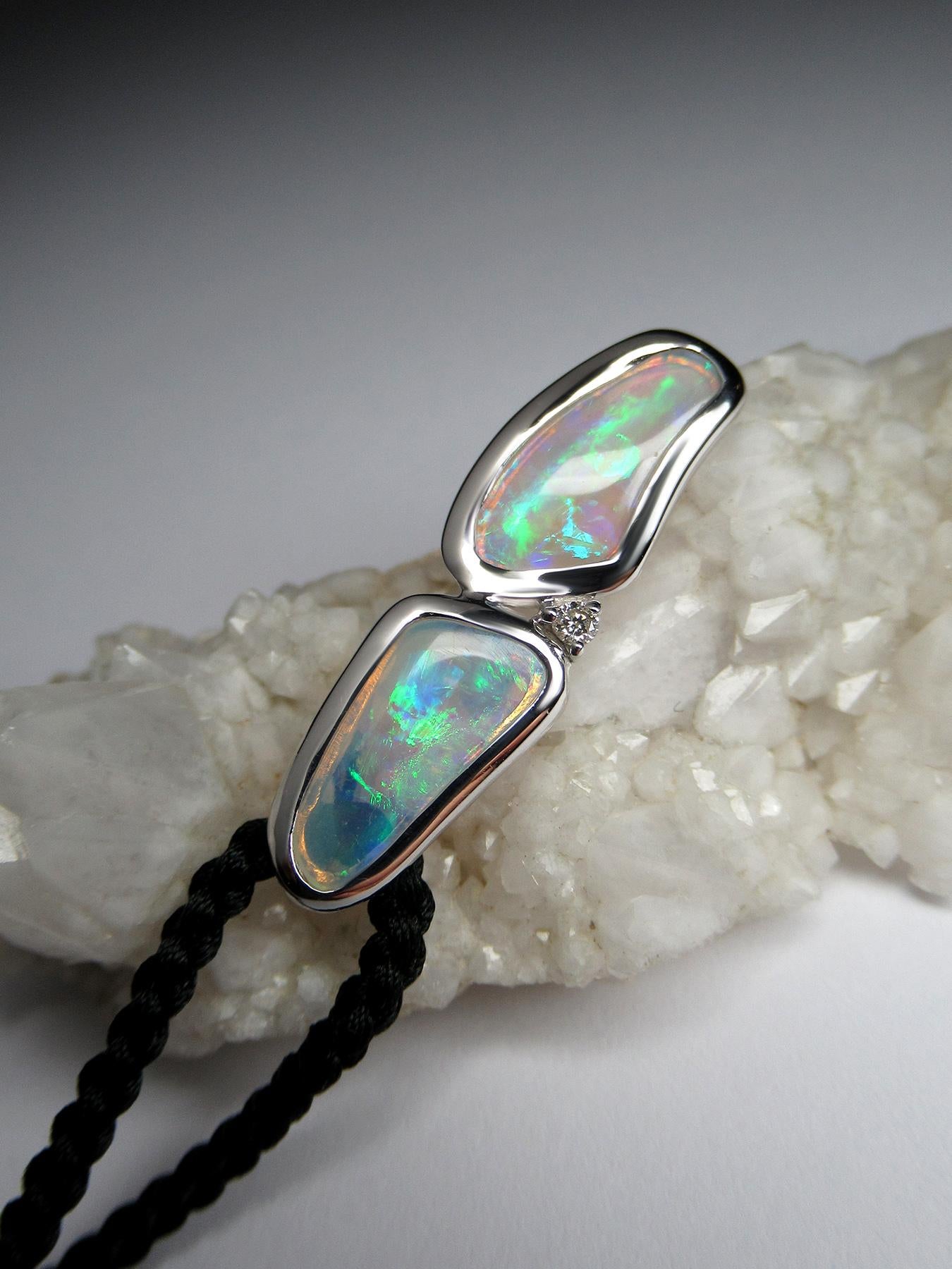 Opale Diamante Ciondolo d'oro Cristallo australiano naturale Collana opale regalo moglie arte in vendita 2