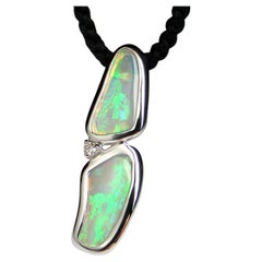 Opale Diamante Ciondolo in oro Gemma australiana naturale Bianco perlato