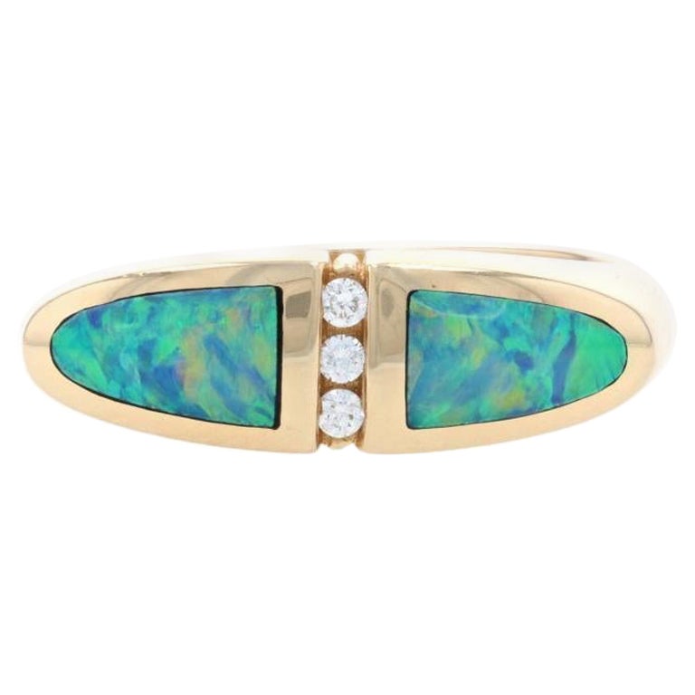 Opal & Diamond Kabana Ring, 14k Yellow Gold Women's