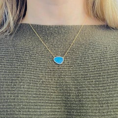 Opal Diamond Necklace, 14 Karat Gold, 1.99 Genuine Opal and Diamond Halo Pendant