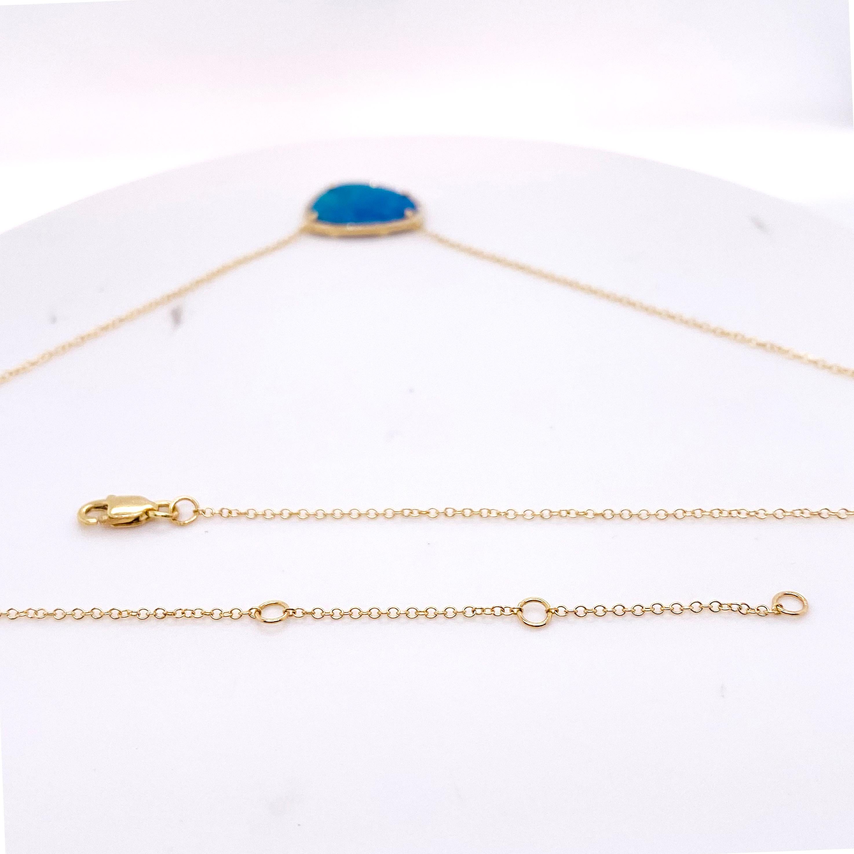 Opal Diamond Necklace, 14 Karat Gold, 1.99 Genuine Opal and Diamond Halo Pendant In New Condition For Sale In Austin, TX