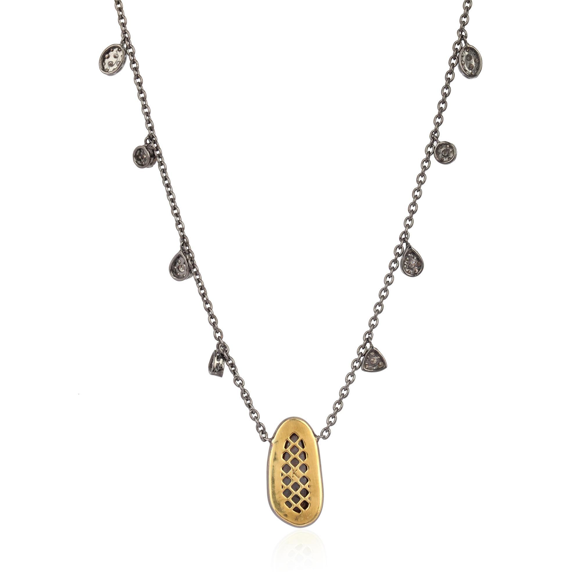 Diese Halskette ist aus 18-karätigem Gold und Sterlingsilber gefertigt. Er ist mit 3,09 Karat Opal-Doubletten und 1,32 Karat Diamanten besetzt. Länge der Kette: 18 Zoll.

FOLLOW  MEGHNA JEWELS Storefront, um die neueste Collection'S und exklusive