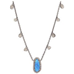 Opal Diamond Pendant Necklace