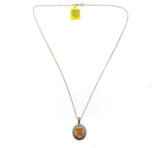 Opal Diamond Pendant Necklace in 14K White Gold