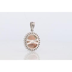 Opal Diamond Pendant. PT900 Platinum Opal Diamond Halo Pendant Necklace. Genuine