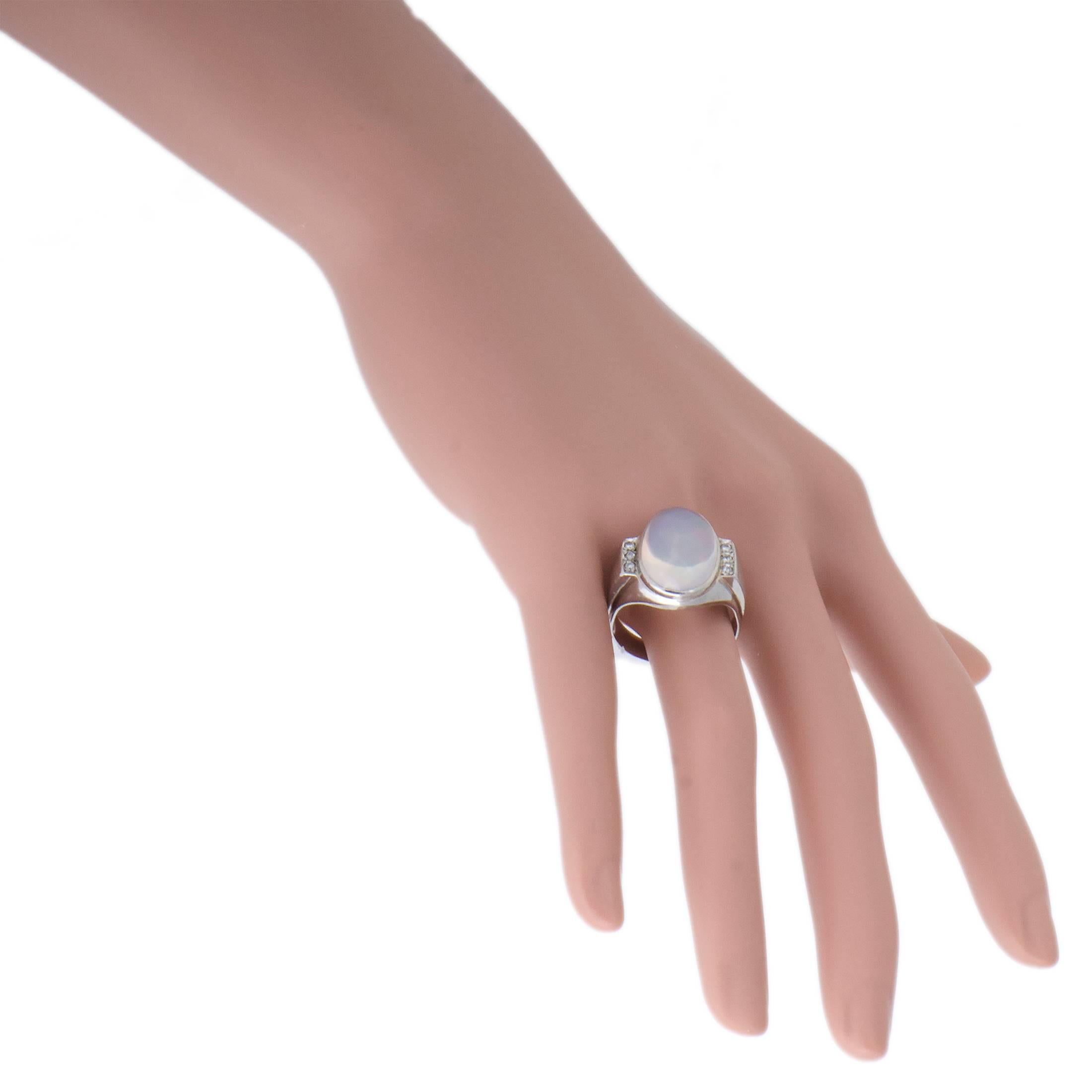 Women's Opal Diamond Platinum Cocktail Ring