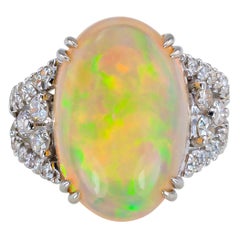Opal Diamond Platinum Cocktail Ring
