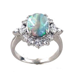 Opal Diamond Platinum Estate Ring