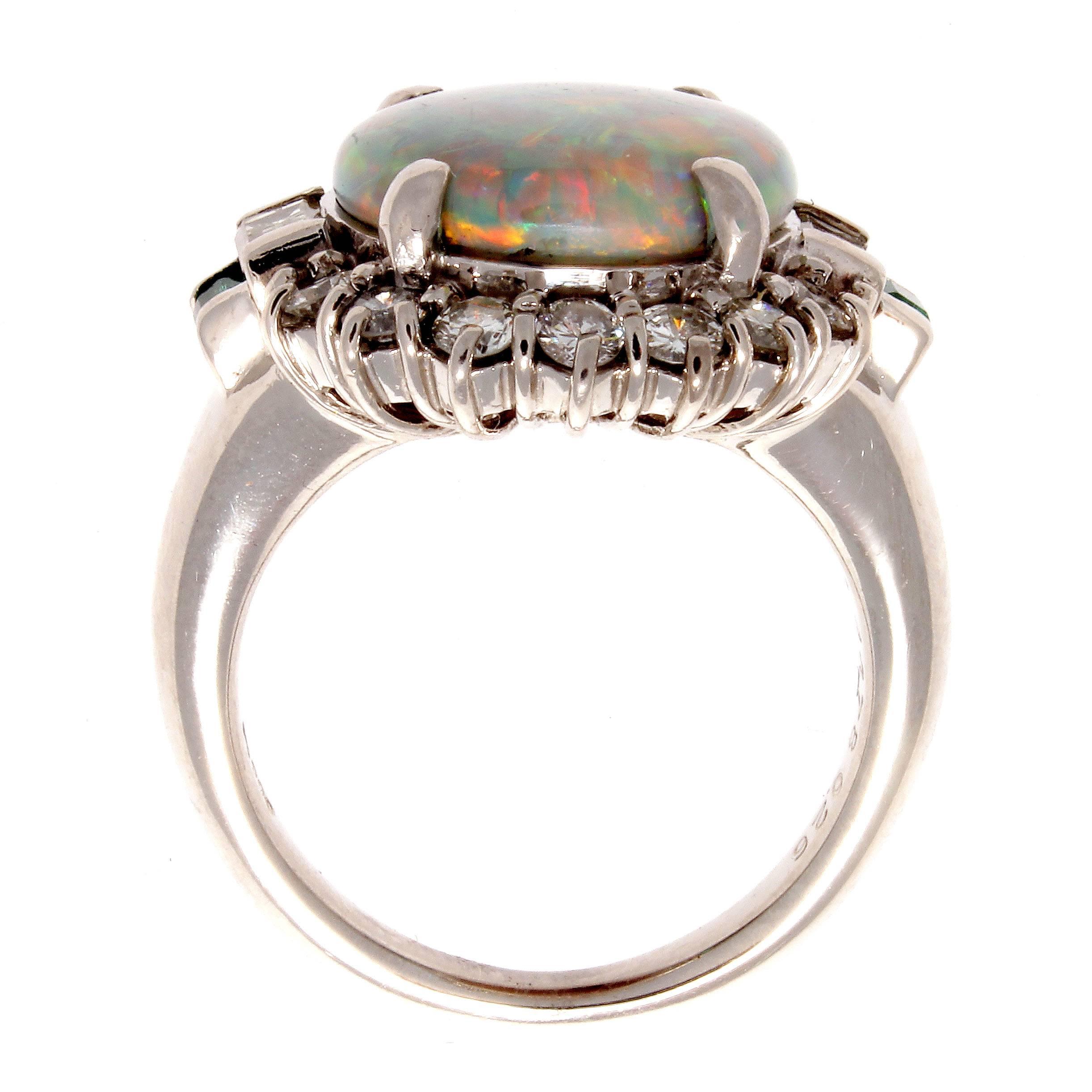 Modern Opal Diamond Platinum Ring