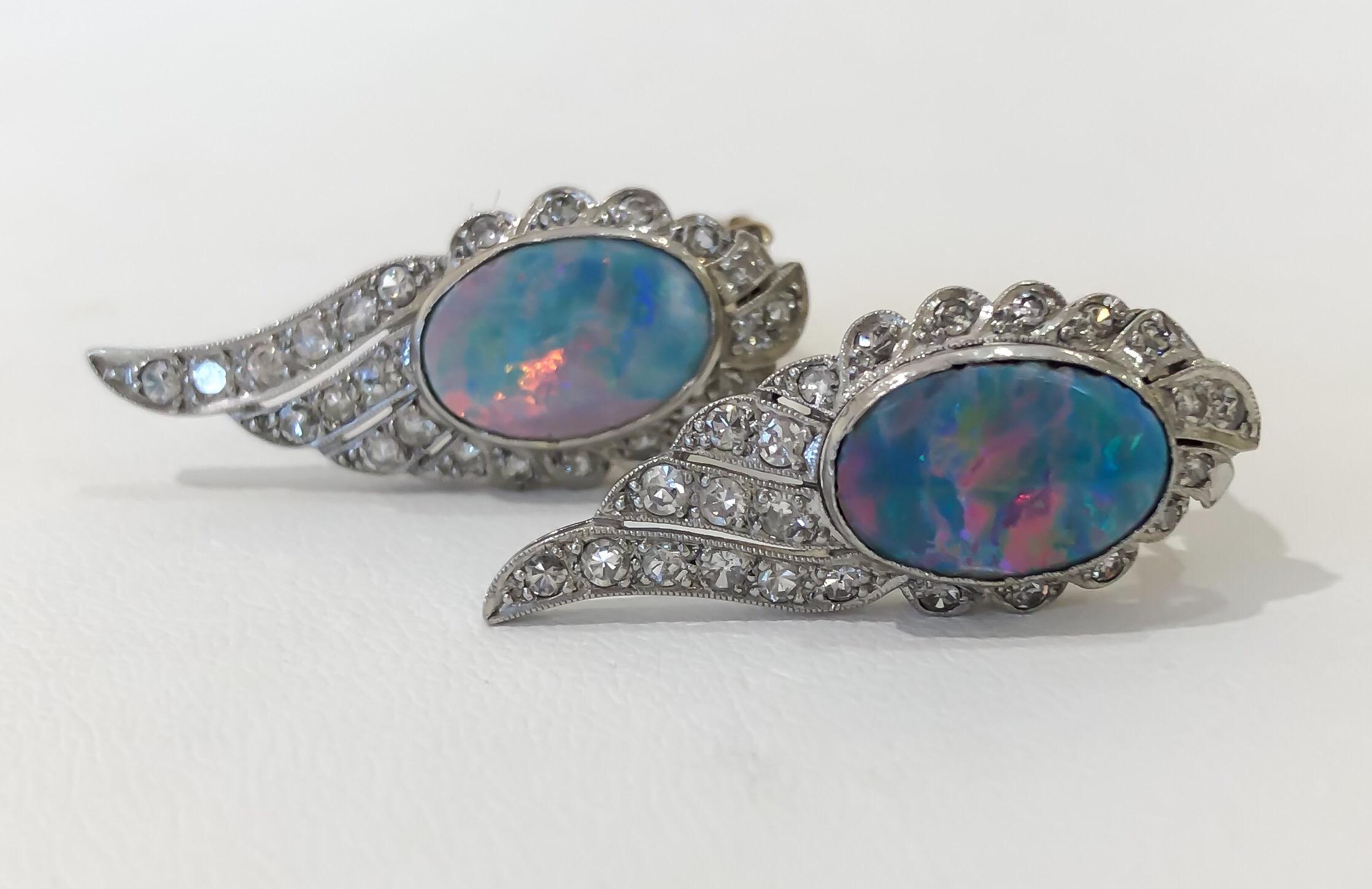opal clip on earrings