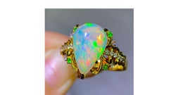 Opal Diamond Ring 18K Yellow Gold