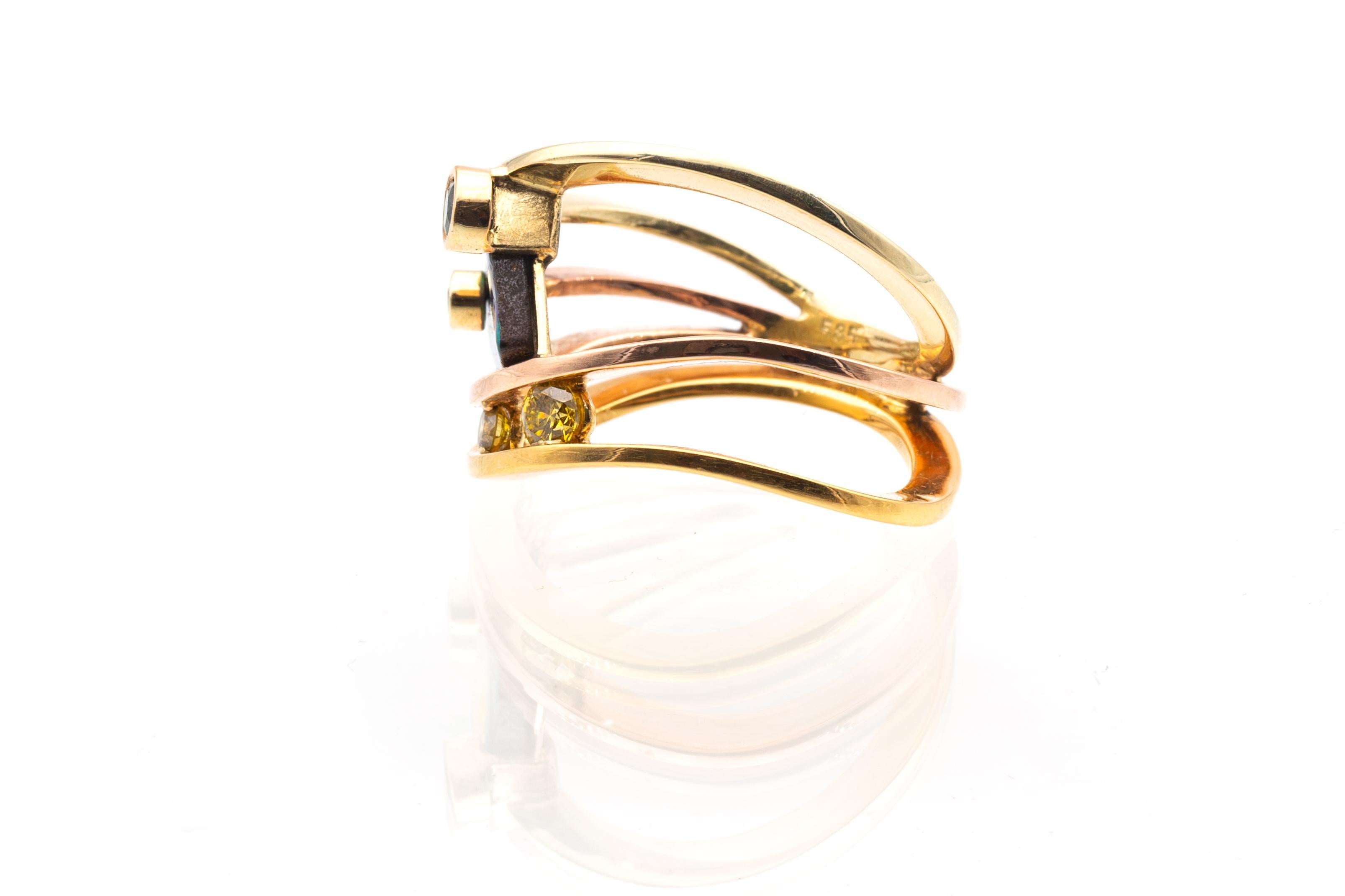 Anello con opale e diamanti in oro misto In condizioni Nuovo in vendita a Loßburg, DE