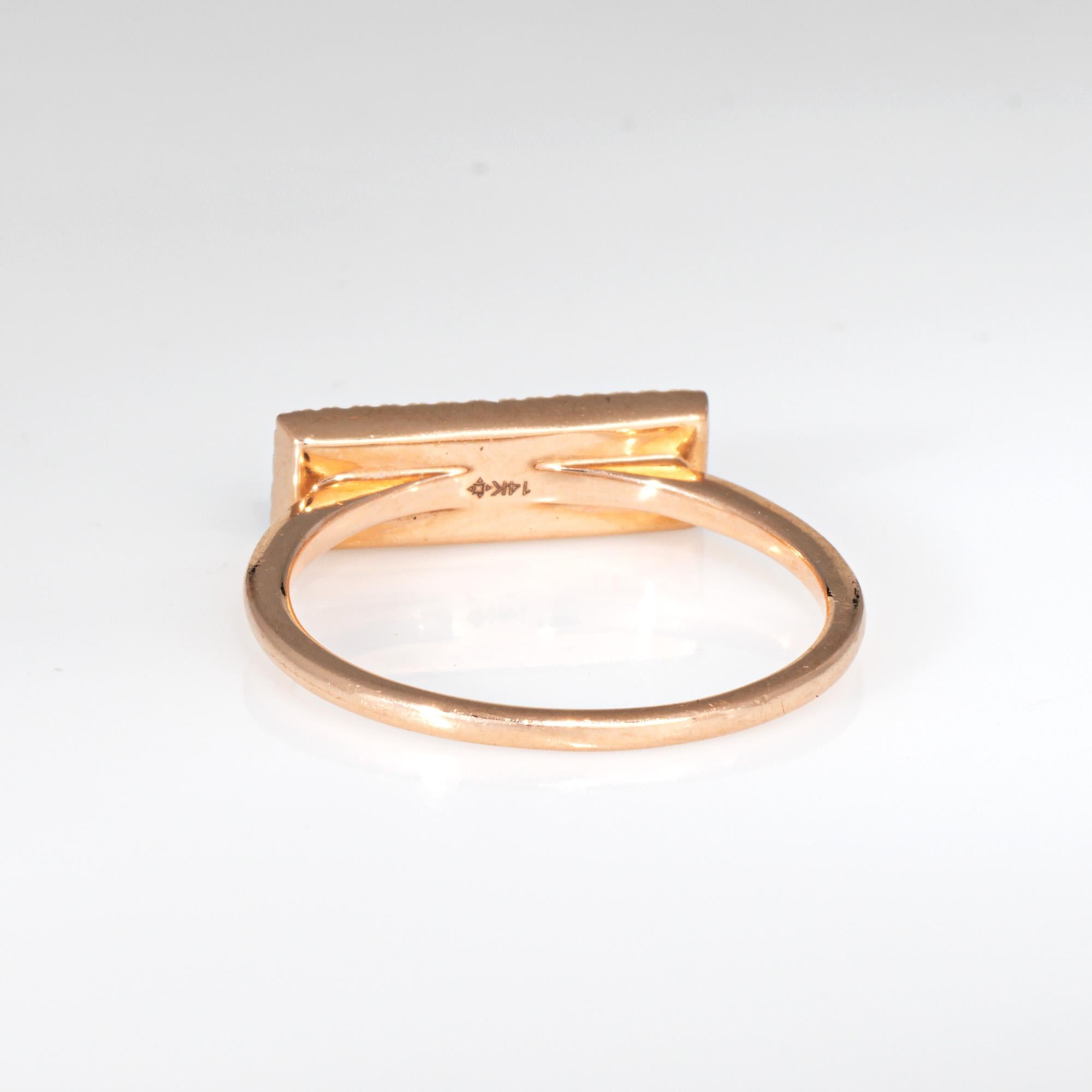 Opal Diamond Ring East West Sz 7 Estate Fine Jewelry 14k Rose Gold Band In Good Condition For Sale In Torrance, CA