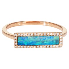 Opal Diamantring Ost-West-Ring Gr. 7 Nachlass feiner Schmuck 14k Roségold Band