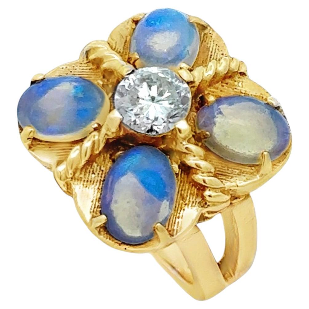 Opal & Diamant Ring im Angebot