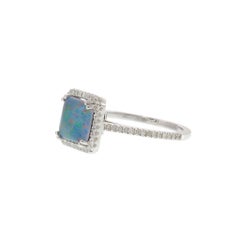 Opal & Diamond Ring in 14KT White Gold