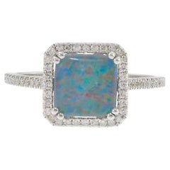 Opal & Diamond Ring in 14KT White Gold