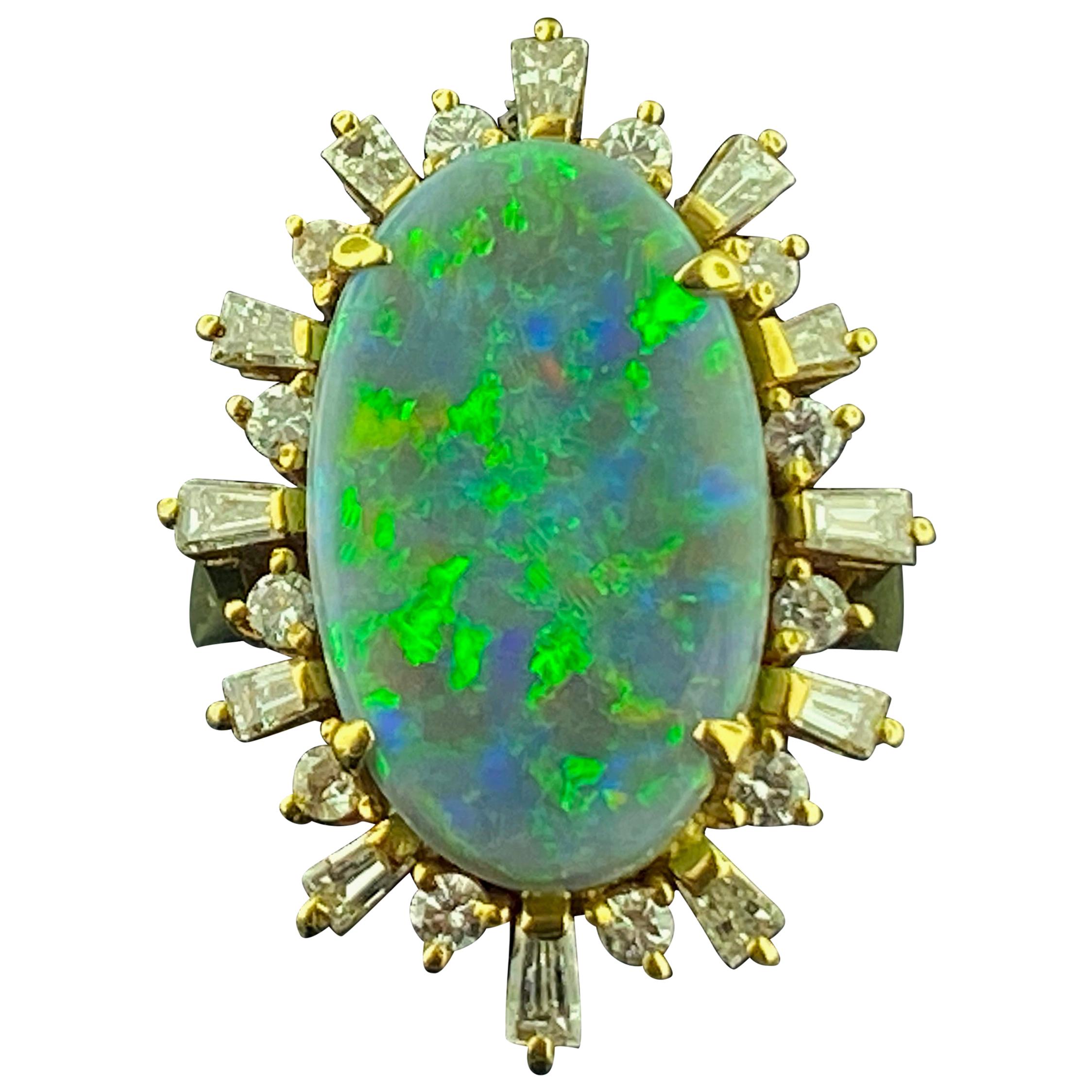 Opal and Diamond Ring in 18 Karat Yellow Gold