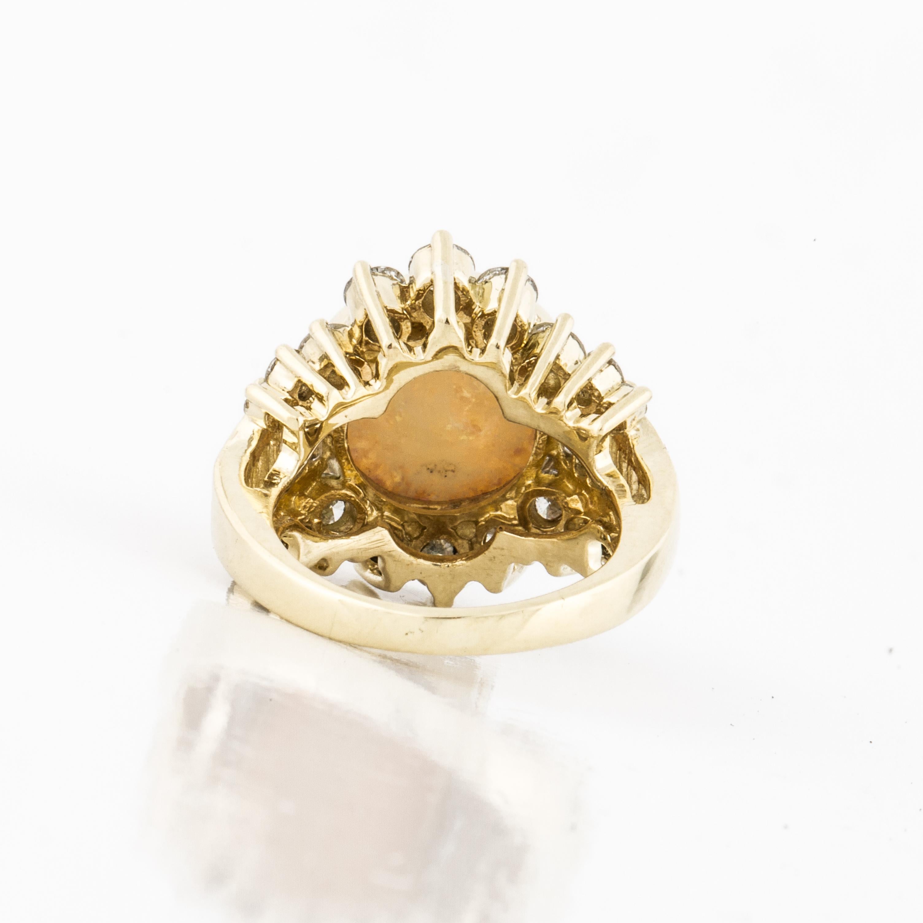  Bague en or 14 carats avec opale et diamants Pour femmes 