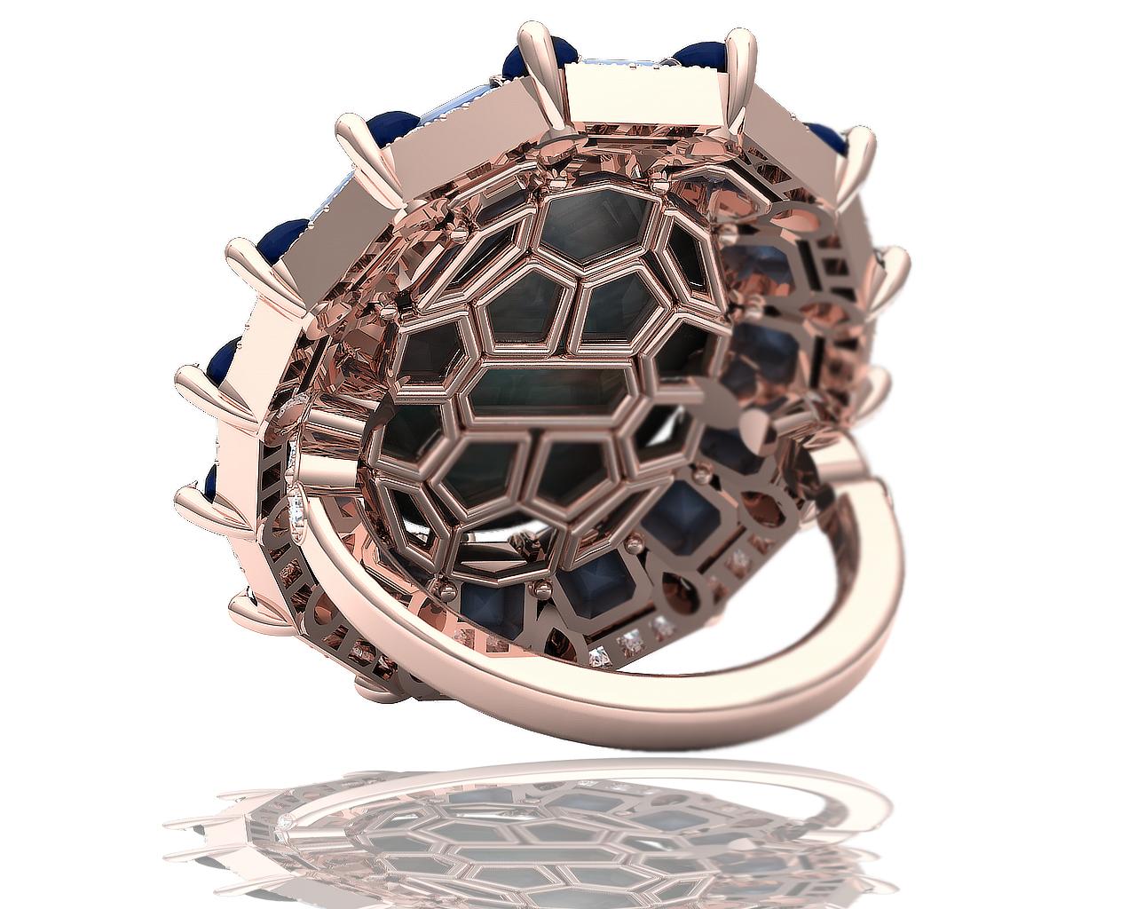 Opal Diamond Rose Gold Cocktail Ring For Sale 1