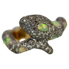 Opal Diamond Snake Ring