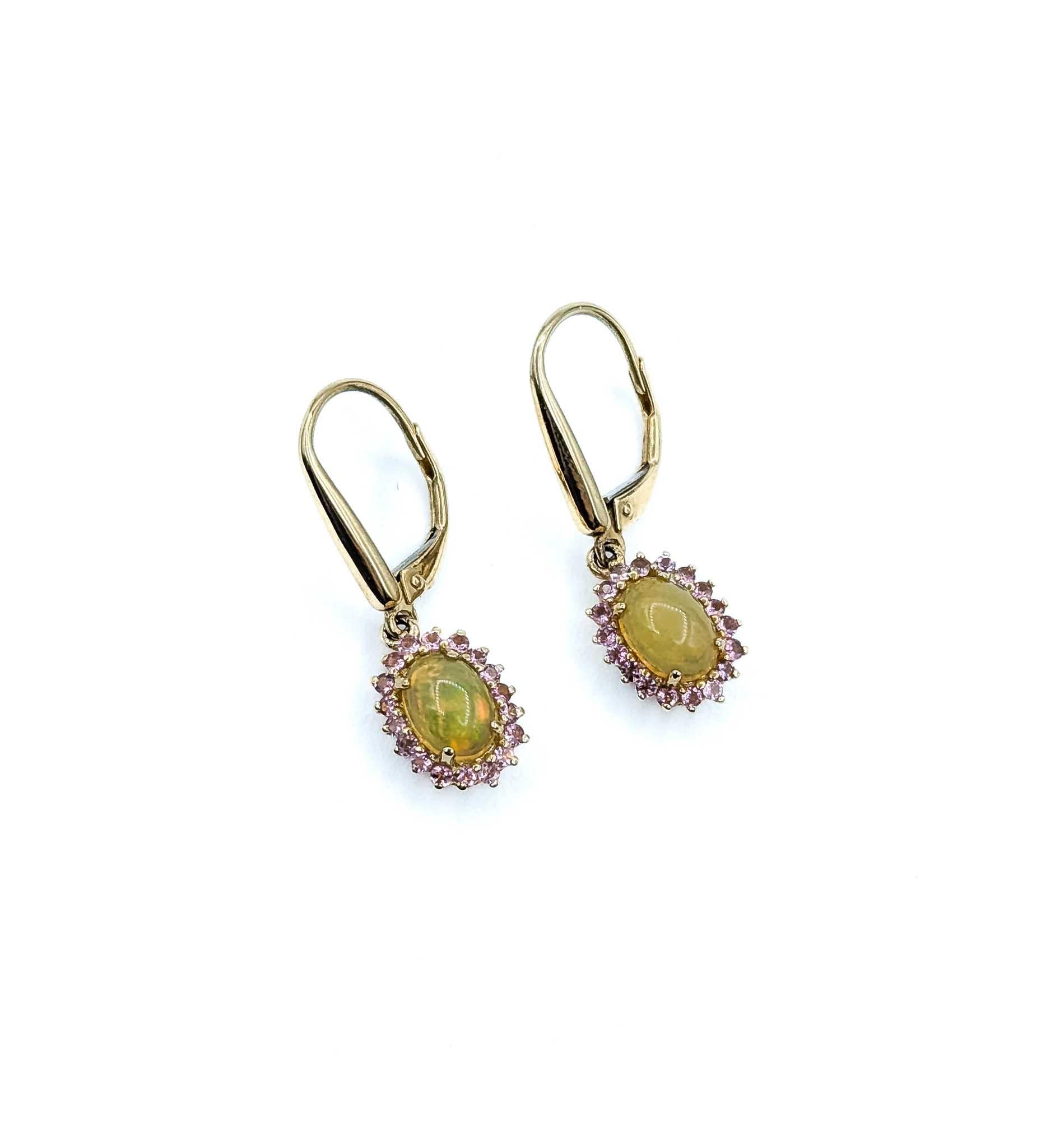 Donna Opal & Diamond & Topaz Drop Earrings in 14k Yellow Gold in vendita